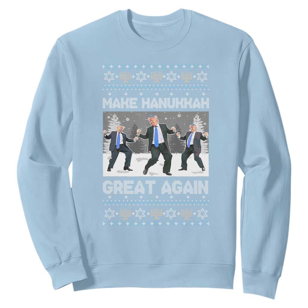 Funny Make Hanukkah Great Again Trump Sweatshirt Menorah David Stars TS11 Light Blue Print Your Wear