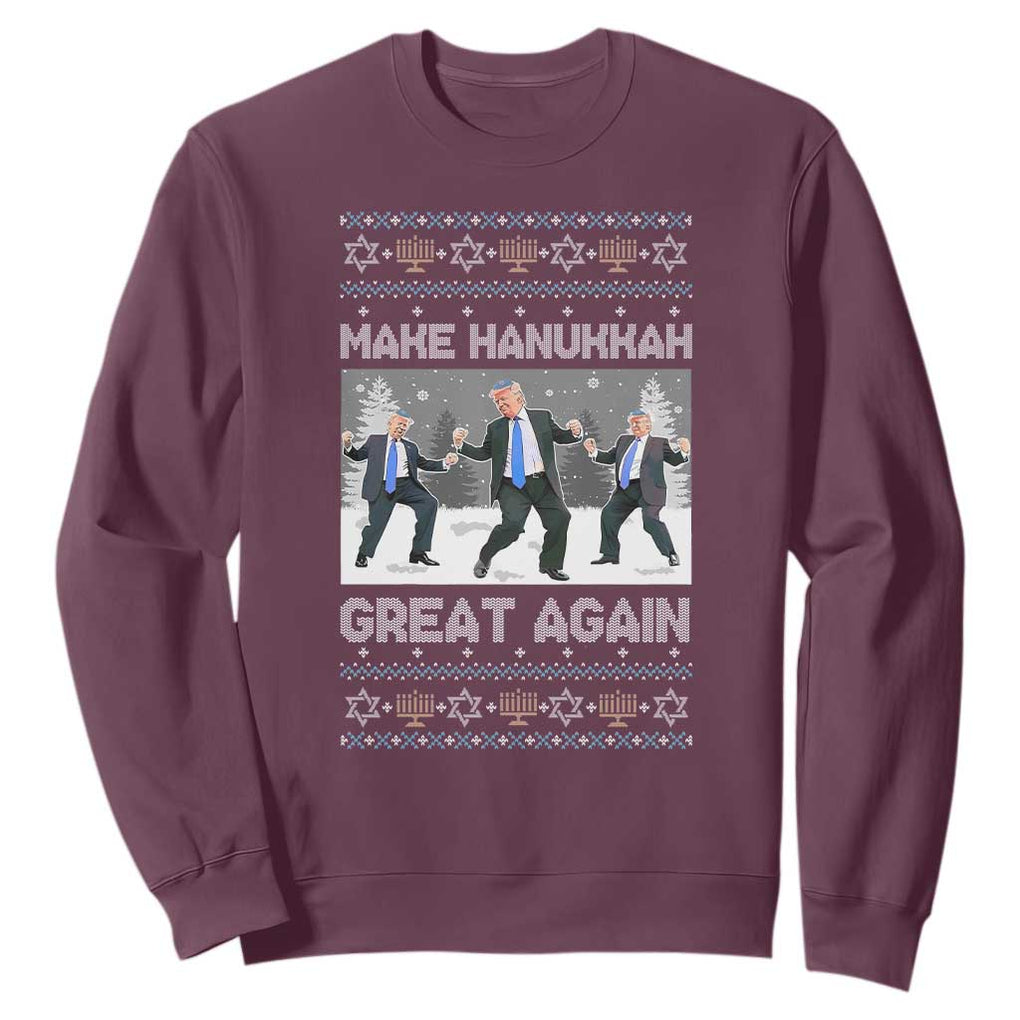 Funny Make Hanukkah Great Again Trump Sweatshirt Menorah David Stars TS11 Maroon Print Your Wear