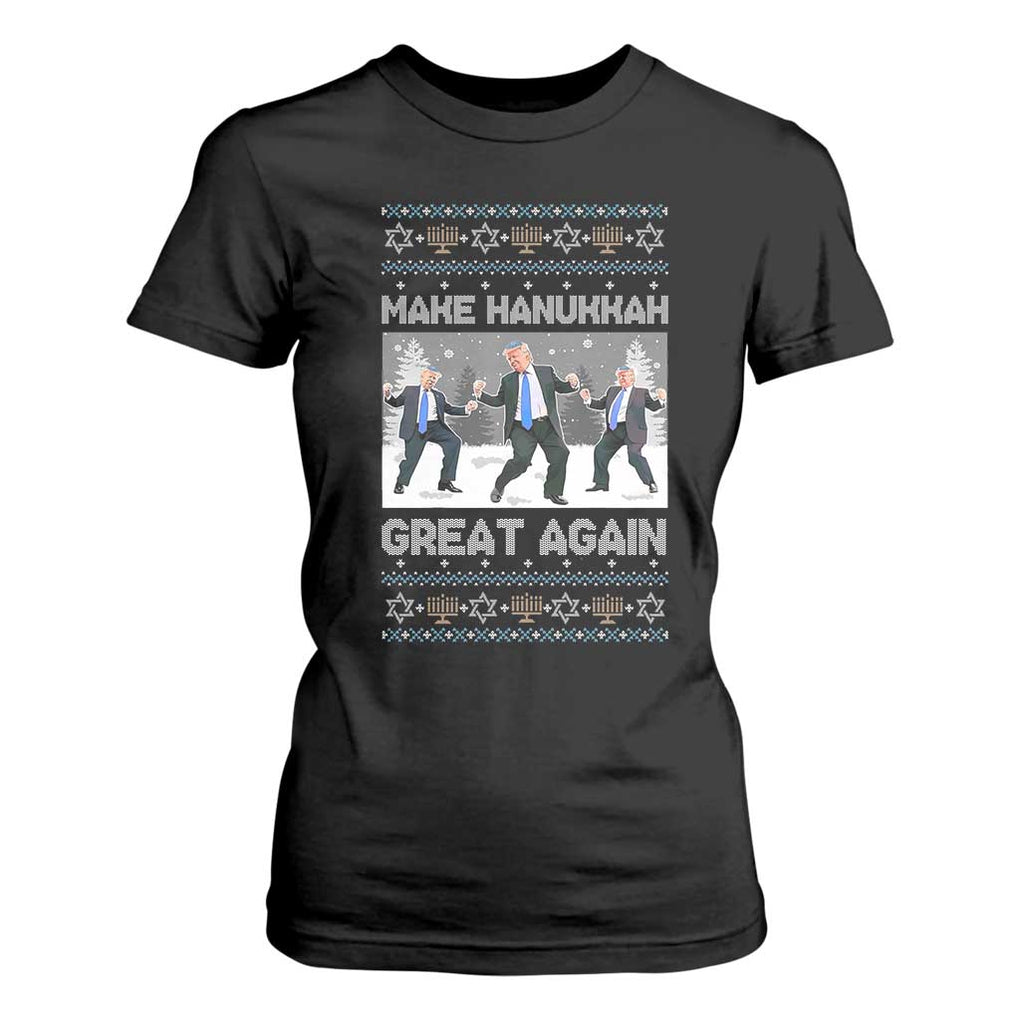 Funny Make Hanukkah Great Again Trump T Shirt For Women Menorah David Stars TS11 Black Print Your Wear