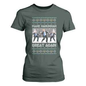 Funny Make Hanukkah Great Again Trump T Shirt For Women Menorah David Stars TS11 Dark Forest Green Print Your Wear