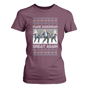 Funny Make Hanukkah Great Again Trump T Shirt For Women Menorah David Stars TS11 Maroon Print Your Wear