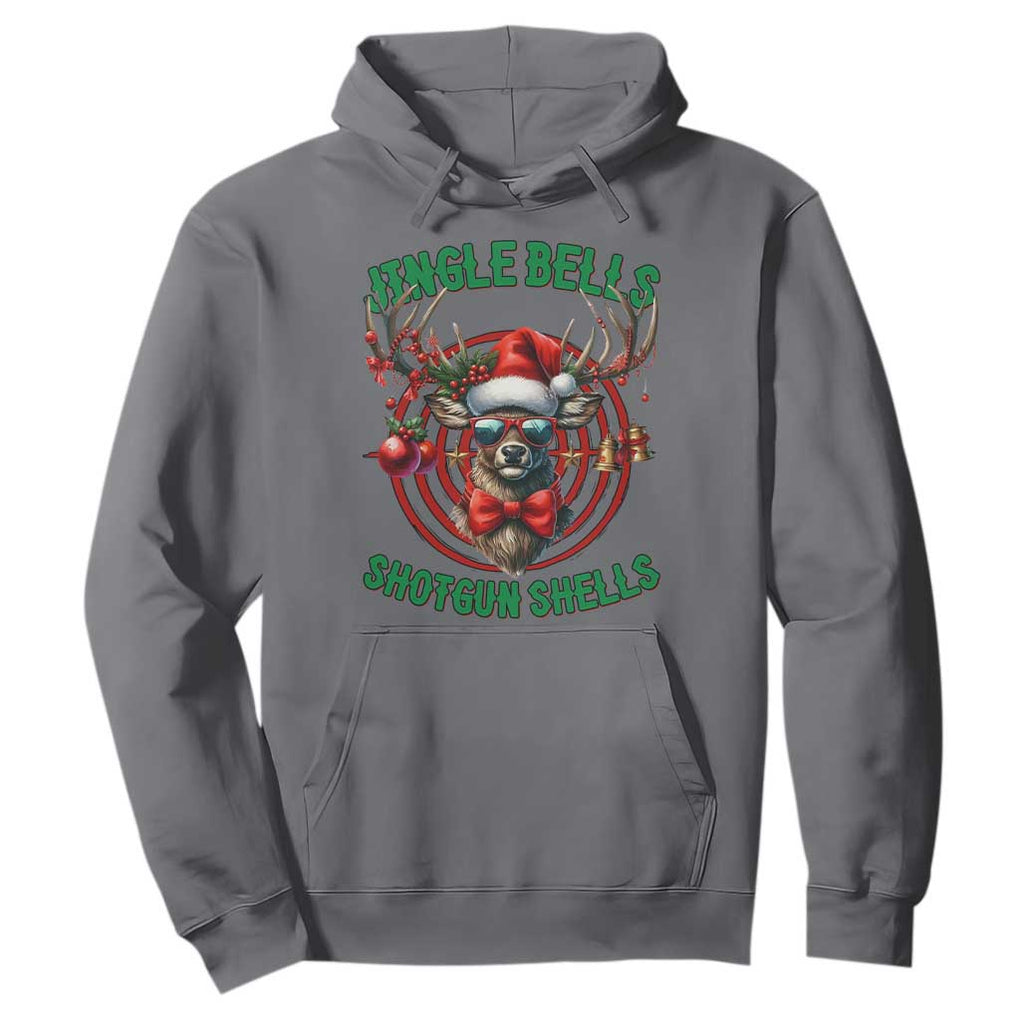 Funny Christmas Hunting Hoodie Jingle Bells Shotgun Shells Santa Deer TS11 Charcoal Print Your Wear