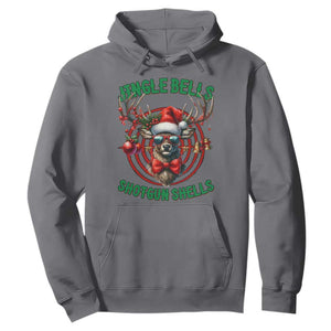 Funny Christmas Hunting Hoodie Jingle Bells Shotgun Shells Santa Deer TS11 Charcoal Print Your Wear