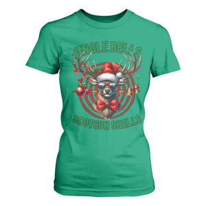 Funny Christmas Hunting T Shirt For Women Jingle Bells Shotgun Shells Santa Deer TS11 Irish Green Print Your Wear