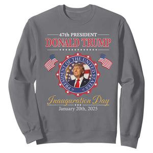 47th President Donald Trump Inauguration Day 2025 Memorabilia Sweatshirt TS11 Charcoal Print Your Wear