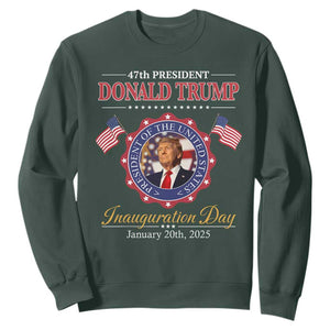 47th President Donald Trump Inauguration Day 2025 Memorabilia Sweatshirt TS11 Dark Forest Green Print Your Wear