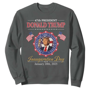 47th President Donald Trump Inauguration Day 2025 Memorabilia Sweatshirt TS11 Dark Heather Print Your Wear