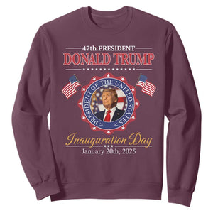 47th President Donald Trump Inauguration Day 2025 Memorabilia Sweatshirt TS11 Maroon Print Your Wear