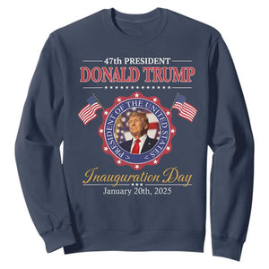 47th President Donald Trump Inauguration Day 2025 Memorabilia Sweatshirt TS11 Navy Print Your Wear