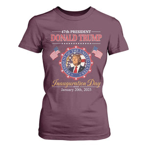47th President Donald Trump Inauguration Day 2025 Memorabilia T Shirt For Women TS11 Maroon Print Your Wear