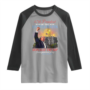 47th President Donald Trump Inauguration Day 2025 Raglan Shirt White House Fireworks American Flag Memorabilia TS11 Sport Gray Black Print Your Wear