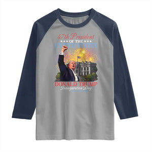 47th President Donald Trump Inauguration Day 2025 Raglan Shirt White House Fireworks American Flag Memorabilia TS11 Sport Gray Navy Print Your Wear