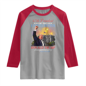 47th President Donald Trump Inauguration Day 2025 Raglan Shirt White House Fireworks American Flag Memorabilia TS11 Sport Gray Red Print Your Wear