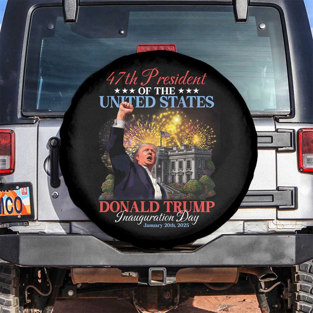 47th President Donald Trump Inauguration Day 2025 Spare Tire Cover White House Fireworks American Flag Memorabilia TS11 No hole Black Print Your Wear