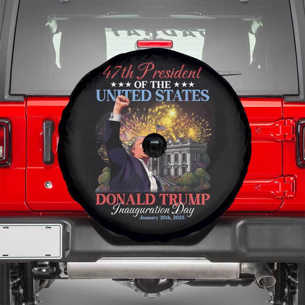 47th President Donald Trump Inauguration Day 2025 Spare Tire Cover White House Fireworks American Flag Memorabilia TS11 Black Print Your Wear