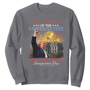 47th President Donald Trump Inauguration Day 2025 Sweatshirt White House Fireworks American Flag Memorabilia TS11 Charcoal Print Your Wear