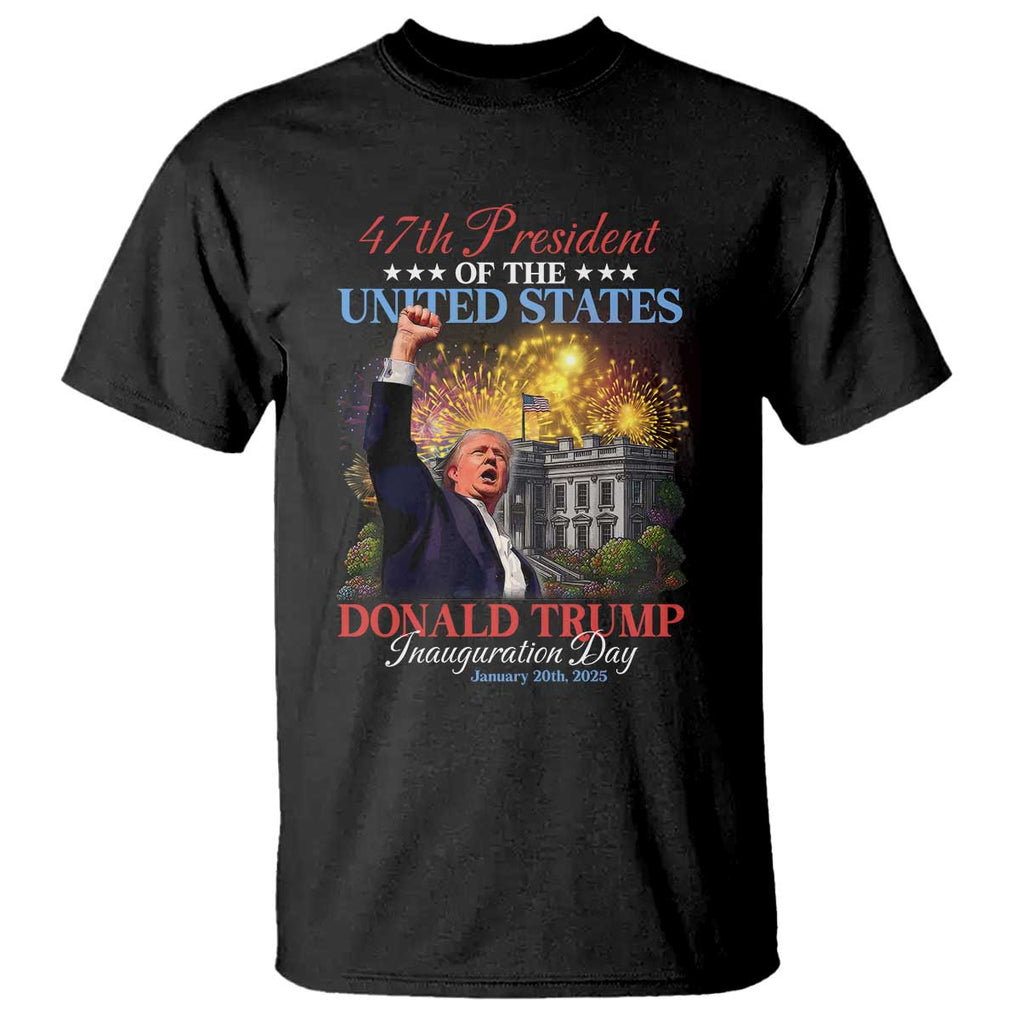 47th President Donald Trump Inauguration Day 2025 T Shirt White House Fireworks American Flag Memorabilia TS11 Black Print Your Wear