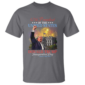 47th President Donald Trump Inauguration Day 2025 T Shirt White House Fireworks American Flag Memorabilia TS11 Charcoal Print Your Wear