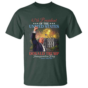 47th President Donald Trump Inauguration Day 2025 T Shirt White House Fireworks American Flag Memorabilia TS11 Dark Forest Green Print Your Wear