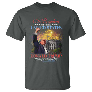47th President Donald Trump Inauguration Day 2025 T Shirt White House Fireworks American Flag Memorabilia TS11 Dark Heather Print Your Wear