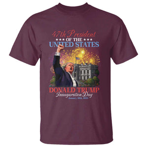 47th President Donald Trump Inauguration Day 2025 T Shirt White House Fireworks American Flag Memorabilia TS11 Maroon Print Your Wear