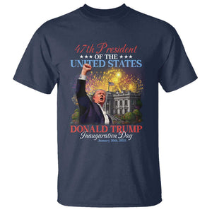 47th President Donald Trump Inauguration Day 2025 T Shirt White House Fireworks American Flag Memorabilia TS11 Navy Print Your Wear