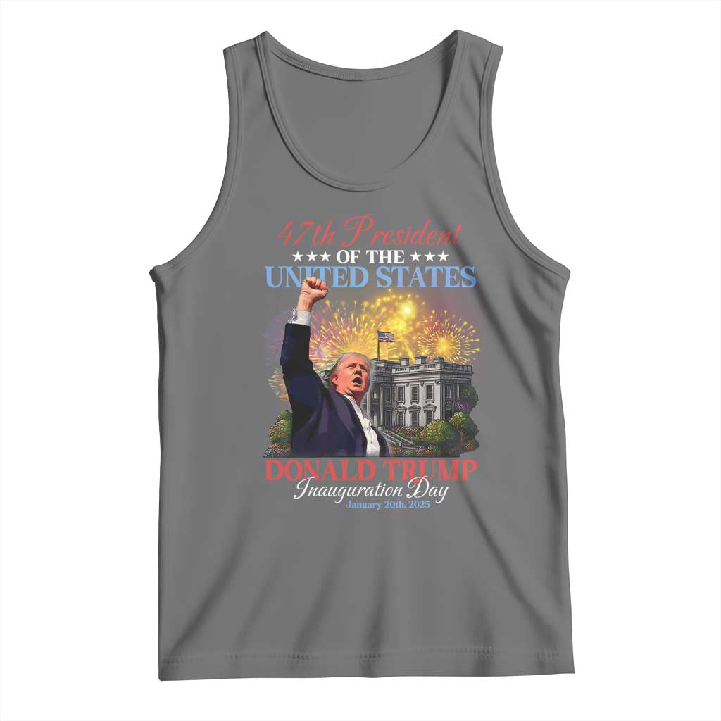 47th President Donald Trump Inauguration Day 2025 Tank Top White House Fireworks American Flag Memorabilia TS11 Black Heather Print Your Wear