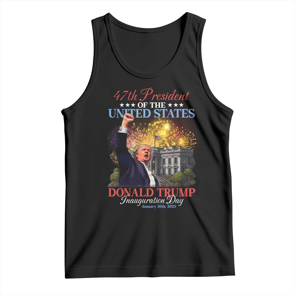 47th President Donald Trump Inauguration Day 2025 Tank Top White House Fireworks American Flag Memorabilia TS11 Black Print Your Wear