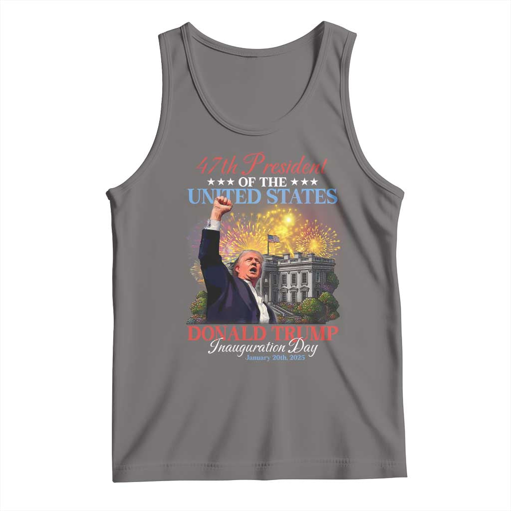 47th President Donald Trump Inauguration Day 2025 Tank Top White House Fireworks American Flag Memorabilia TS11 Deep Heather Print Your Wear