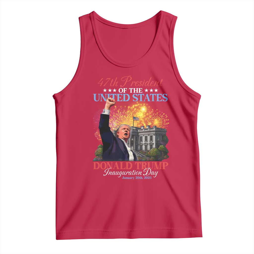 47th President Donald Trump Inauguration Day 2025 Tank Top White House Fireworks American Flag Memorabilia TS11 Red Print Your Wear