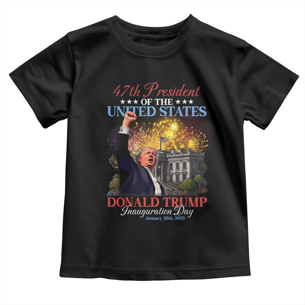 47th President Donald Trump Inauguration Day 2025 Toddler T Shirt White House Fireworks American Flag Memorabilia TS11 Black Print Your Wear