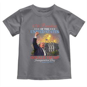 47th President Donald Trump Inauguration Day 2025 Toddler T Shirt White House Fireworks American Flag Memorabilia TS11 Charcoal Print Your Wear