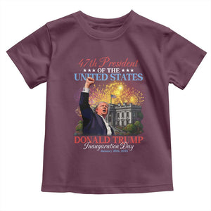 47th President Donald Trump Inauguration Day 2025 Toddler T Shirt White House Fireworks American Flag Memorabilia TS11 Maroon Print Your Wear