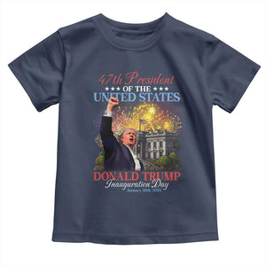 47th President Donald Trump Inauguration Day 2025 Toddler T Shirt White House Fireworks American Flag Memorabilia TS11 Navy Print Your Wear