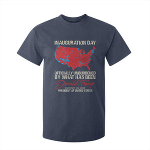 47th President Donald Trump Inauguration Day 2025 T Shirt For Kid Officially Unburdened By What Has Been American Maps TS11 Navy Print Your Wear