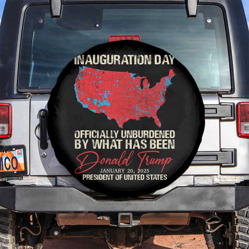 47th President Donald Trump Inauguration Day 2025 Spare Tire Cover Officially Unburdened By What Has Been American Maps TS11 No hole Black Print Your Wear