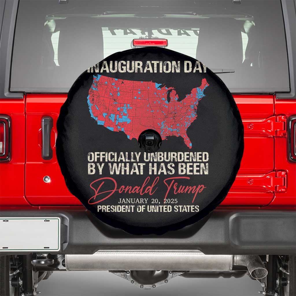 47th President Donald Trump Inauguration Day 2025 Spare Tire Cover Officially Unburdened By What Has Been American Maps TS11 Black Print Your Wear