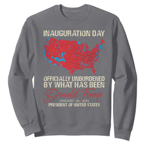47th President Donald Trump Inauguration Day 2025 Sweatshirt Officially Unburdened By What Has Been American Maps TS11 Charcoal Print Your Wear