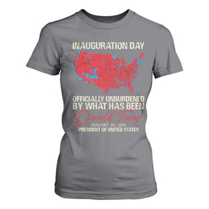 47th President Donald Trump Inauguration Day 2025 T Shirt For Women Officially Unburdened By What Has Been American Maps TS11 Charcoal Print Your Wear