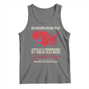 47th President Donald Trump Inauguration Day 2025 Tank Top Officially Unburdened By What Has Been American Maps TS11 Black Heather Print Your Wear