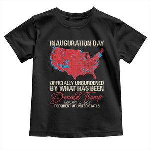 47th President Donald Trump Inauguration Day 2025 Toddler T Shirt Officially Unburdened By What Has Been American Maps TS11 Black Print Your Wear