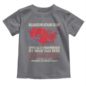 47th President Donald Trump Inauguration Day 2025 Toddler T Shirt Officially Unburdened By What Has Been American Maps TS11 Charcoal Print Your Wear