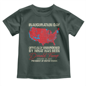 47th President Donald Trump Inauguration Day 2025 Toddler T Shirt Officially Unburdened By What Has Been American Maps TS11 Dark Forest Green Print Your Wear