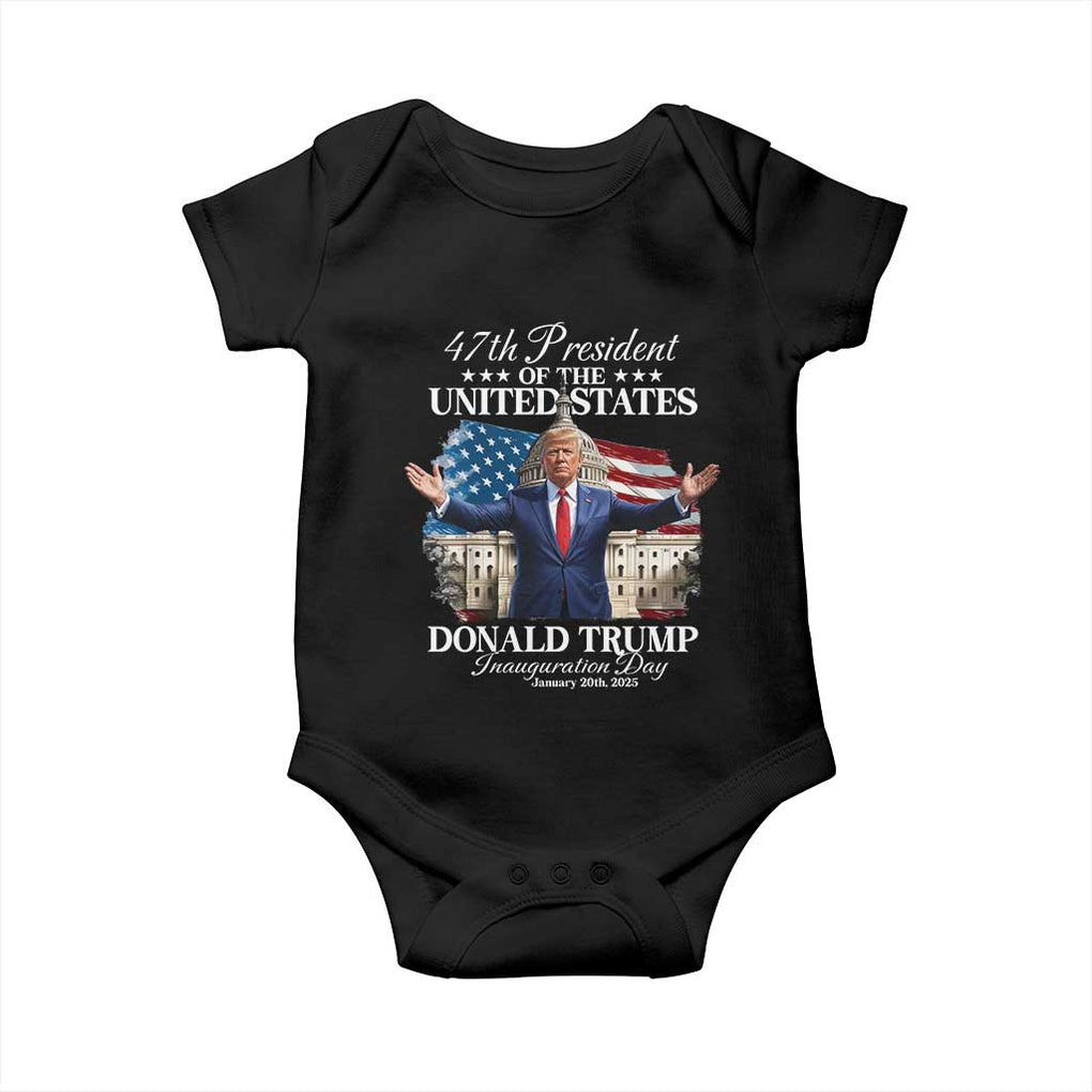 47th President Donald Trump Inauguration Day 2025 Baby Onesie United States Capitol American Flag Memorabilia TS11 Black Print Your Wear