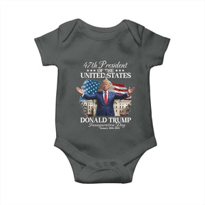 47th President Donald Trump Inauguration Day 2025 Baby Onesie United States Capitol American Flag Memorabilia TS11 Dark Heather Print Your Wear