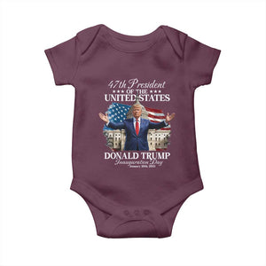 47th President Donald Trump Inauguration Day 2025 Baby Onesie United States Capitol American Flag Memorabilia TS11 Maroon Print Your Wear