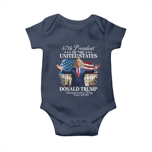 47th President Donald Trump Inauguration Day 2025 Baby Onesie United States Capitol American Flag Memorabilia TS11 Navy Print Your Wear