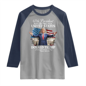 47th President Donald Trump Inauguration Day 2025 Raglan Shirt United States Capitol American Flag Memorabilia TS11 Sport Gray Navy Print Your Wear