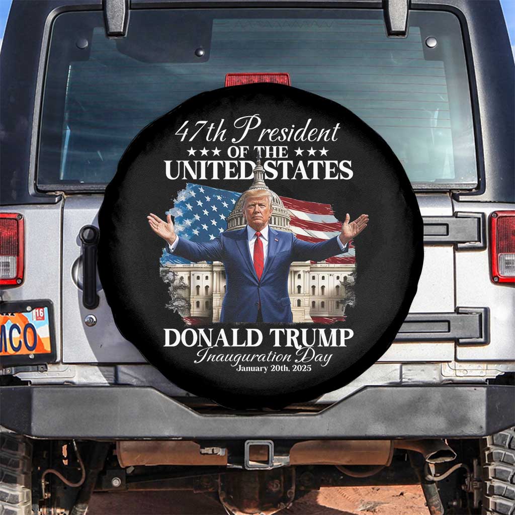 47th President Donald Trump Inauguration Day 2025 Spare Tire Cover United States Capitol American Flag Memorabilia TS11 No hole Black Print Your Wear