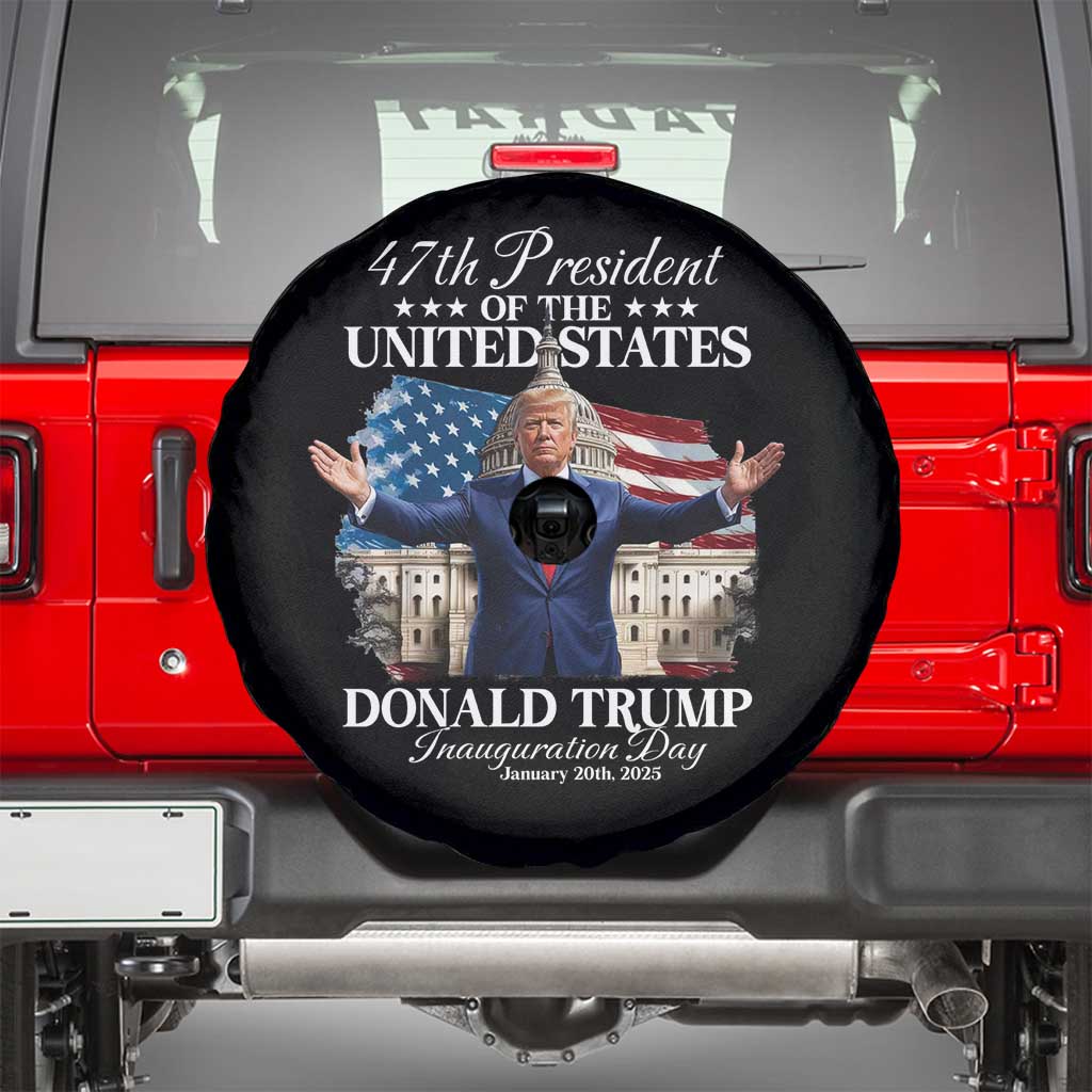 47th President Donald Trump Inauguration Day 2025 Spare Tire Cover United States Capitol American Flag Memorabilia TS11 Black Print Your Wear